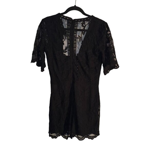 Black Lace Short Sleeve Romper By Saylor - Size Medium - Picture 1 of 16